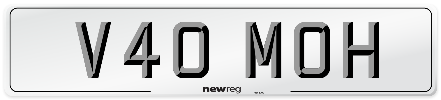 V40 MOH Number Plate from New Reg